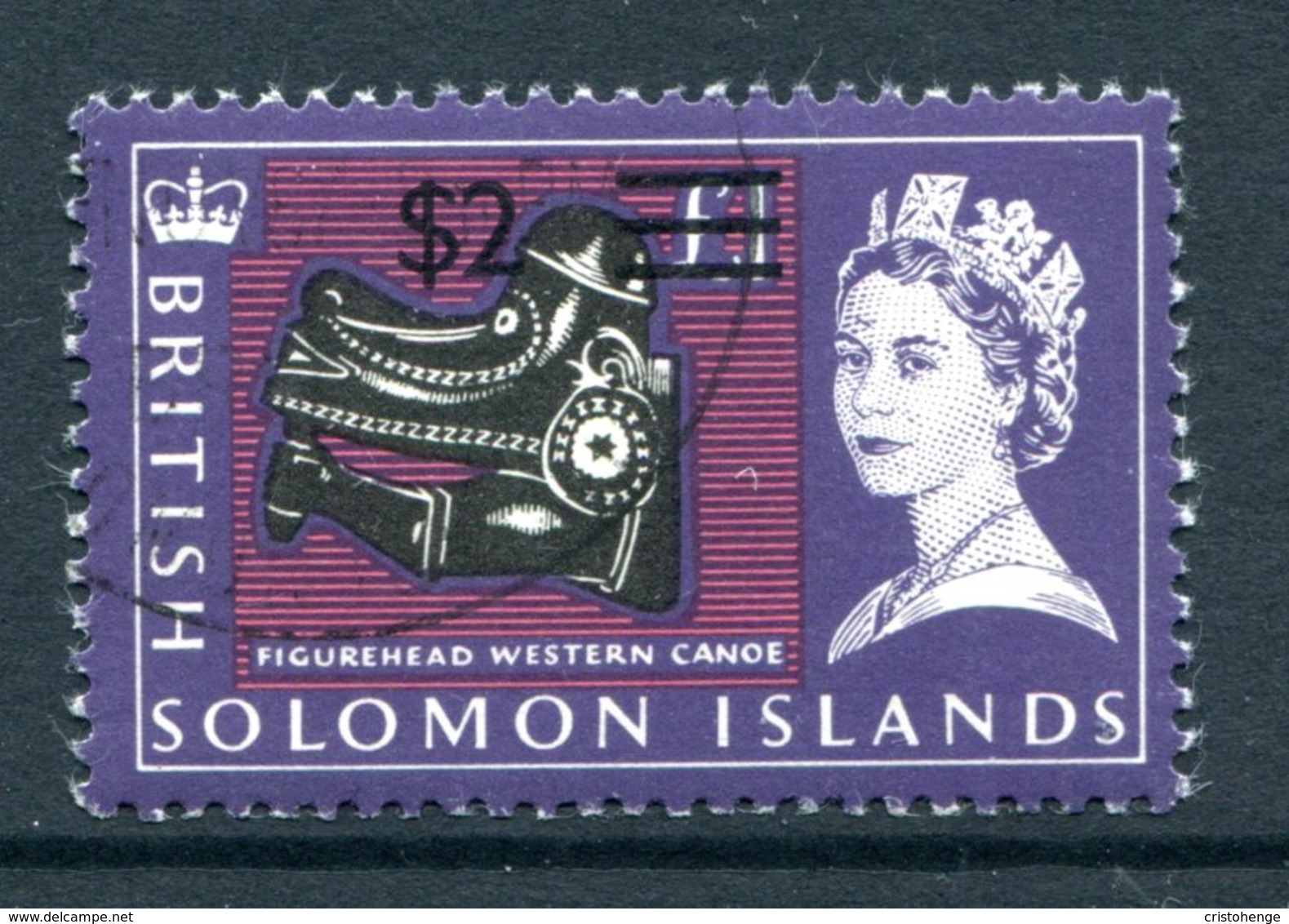 British Solomon Islands 1966 Decimal Currency Surcharges - Wmk. Sideways - $2 On £1 Value Used (SG 152B) - Islas Salomón (...-1978)
