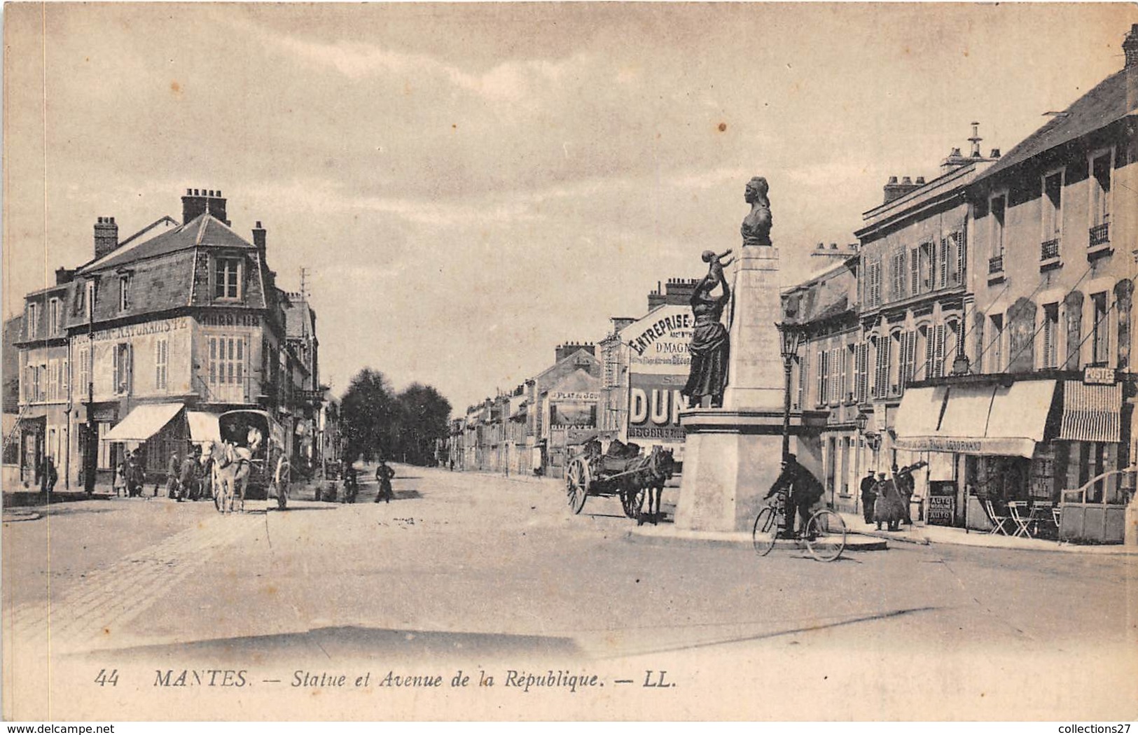 78-MANTES- STATUE ET AVEUE DE LA REPUBLIQUE - Mantes La Jolie