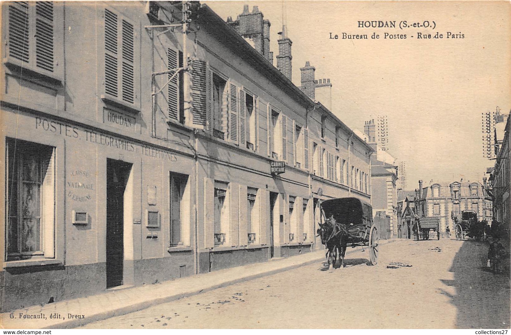 78-HOUDAN- LE BUREAU DE POSTES , RUE DE PARIS - Houdan