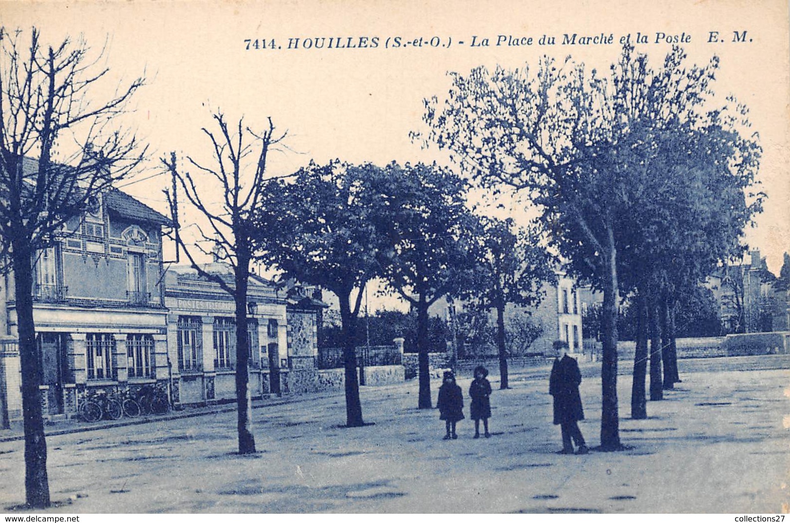 78-HOUILLES- LA PLACE DU MARCHE ET LA POSTE - Houilles