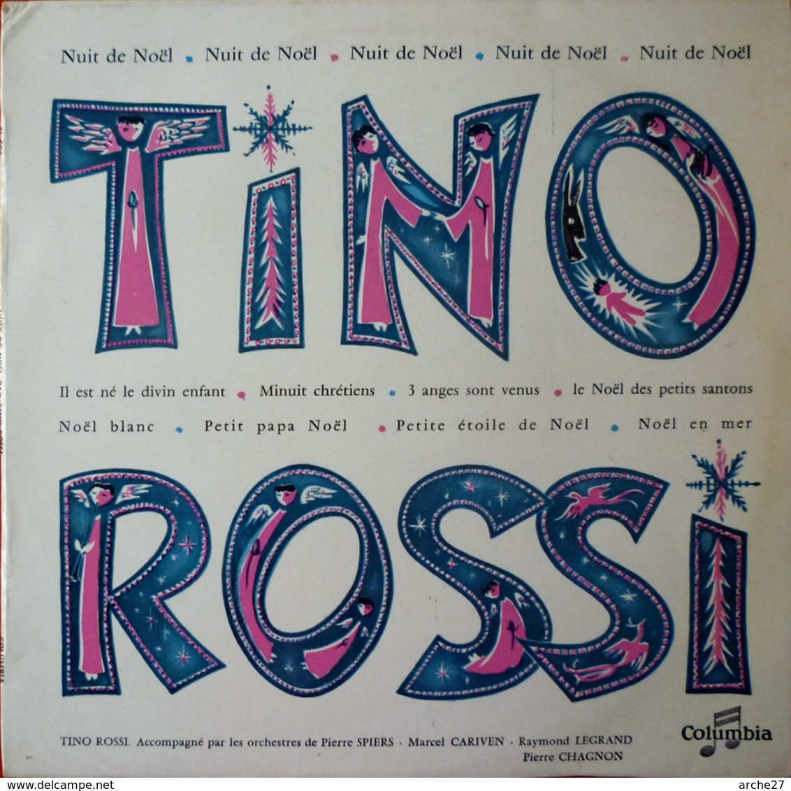 TINO ROSSI - 25 Cm - 33T - Disque Vinyle - Nuit De Noël - FJ 502 - Christmas Carols