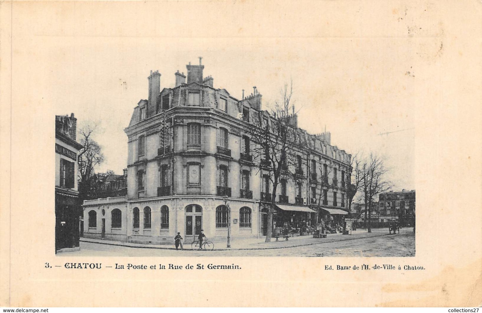 78-CHATOU - LA POSTE ET LA RUE DE ST- GERMAIN - Chatou