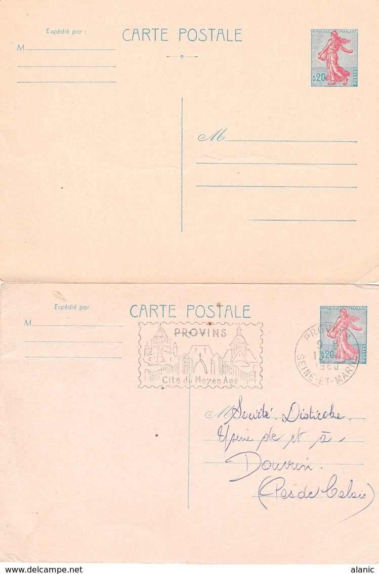 France -LOT 2 TYPE SEMEUSE PIEL  N° 1233-CP1  NEUVE ET OBLITEREE - Standard- Und TSC-Briefe (vor 1995)