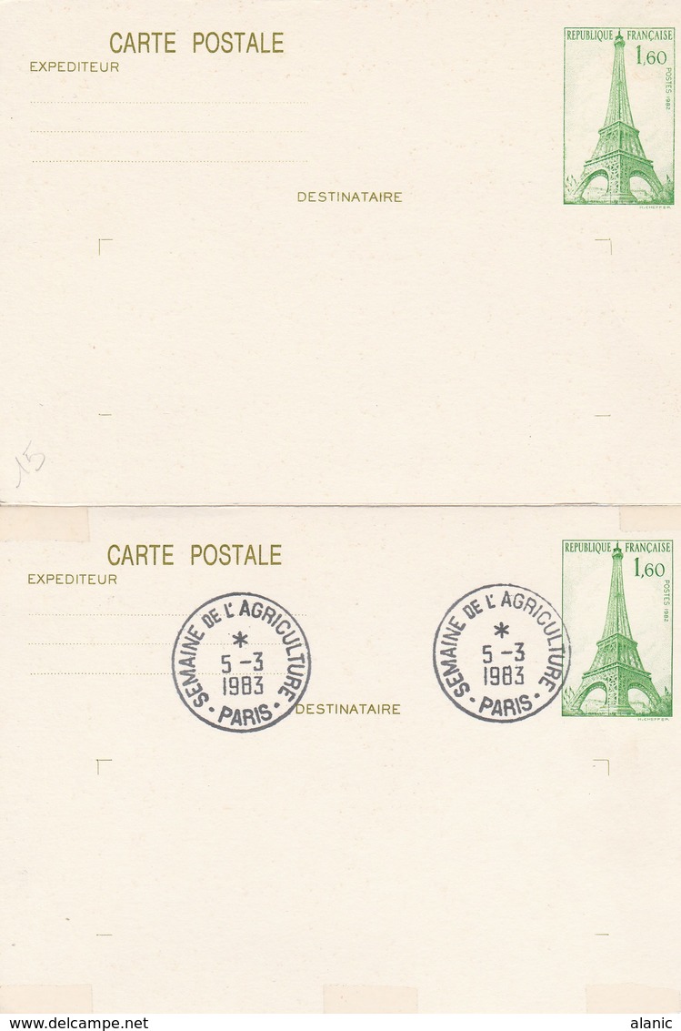 France -LOT 2 TOUR EIFFEL N°429-CP1NEUVE ET OBLITEREE - Standard Covers & Stamped On Demand (before 1995)