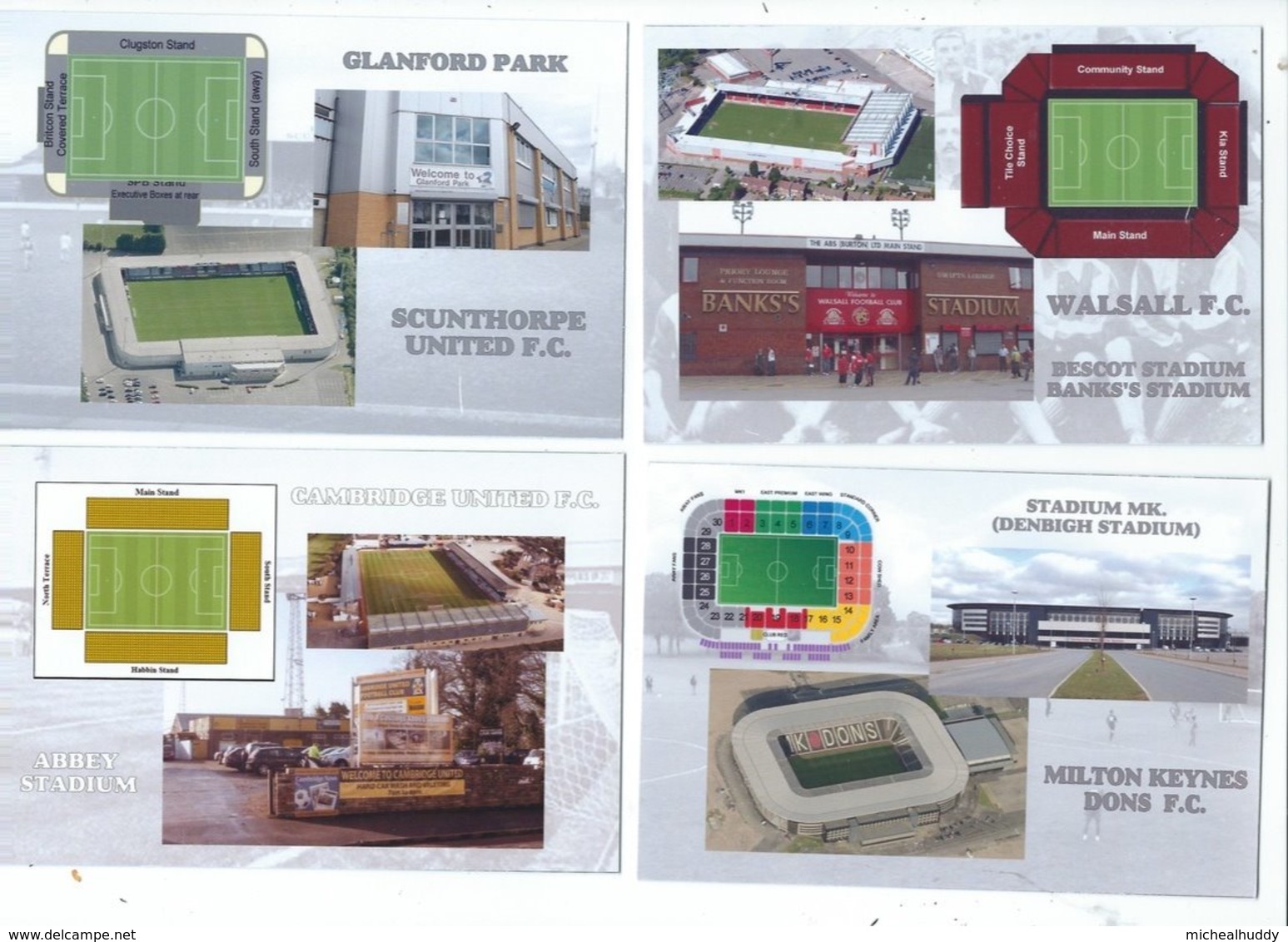 4 POSTCARD OF UK  FOOTBALL LEAGUE STADIUMS  LOT   FOURTEEN - Stadiums