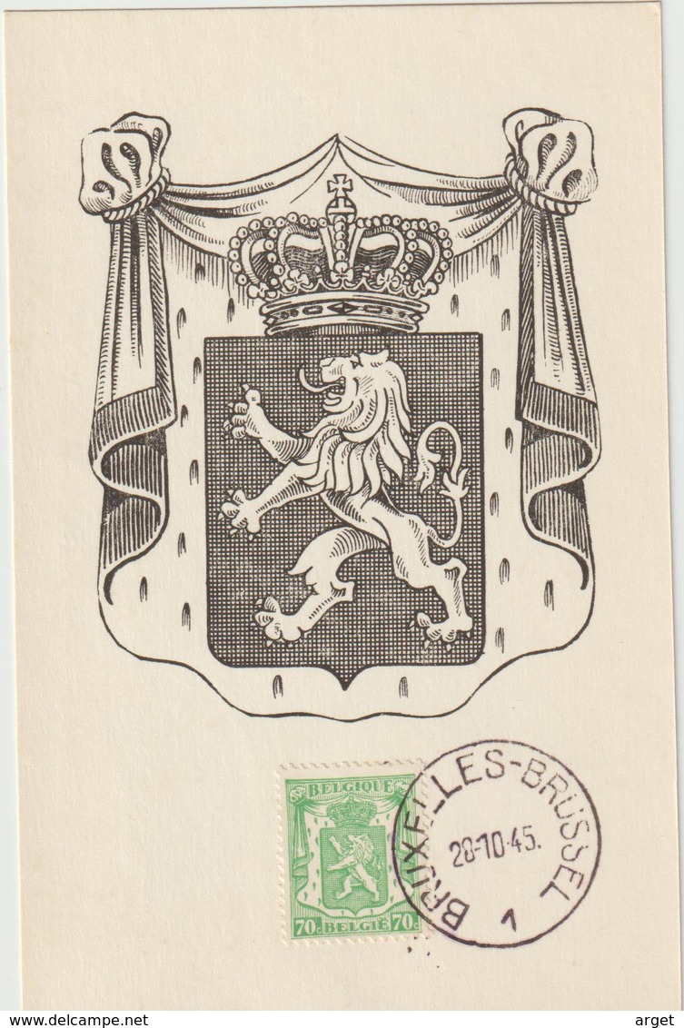 Carte Maximum BELGIQUE N°Yvert 712 (ARMOIRIES) Obl Bruxelles 1945 - 1934-1951