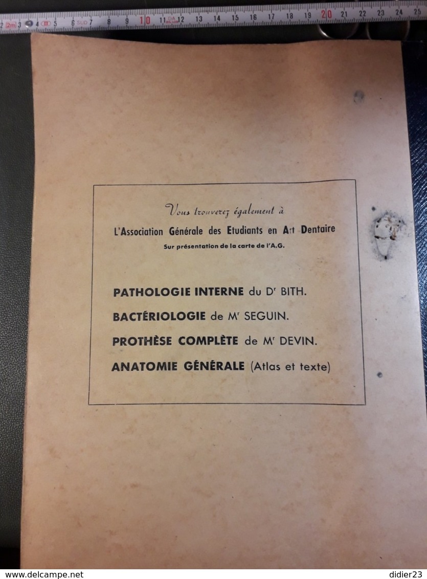 COURS DE THÉRAPEUTIQUE GENERALE DENTAIRE  14 RUE MONSIEUR LE PRINCE - Medicine & Health