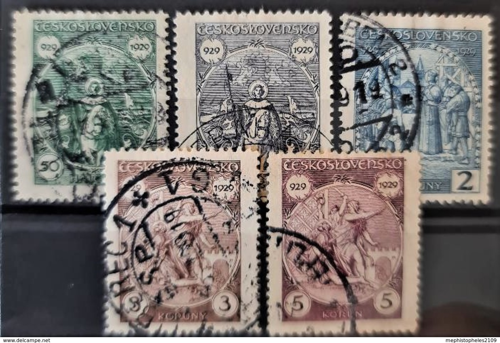 CZECHOSLOVAKIA 1929 - Canceled - Sc# 159-163 - Complete Set! - Used Stamps