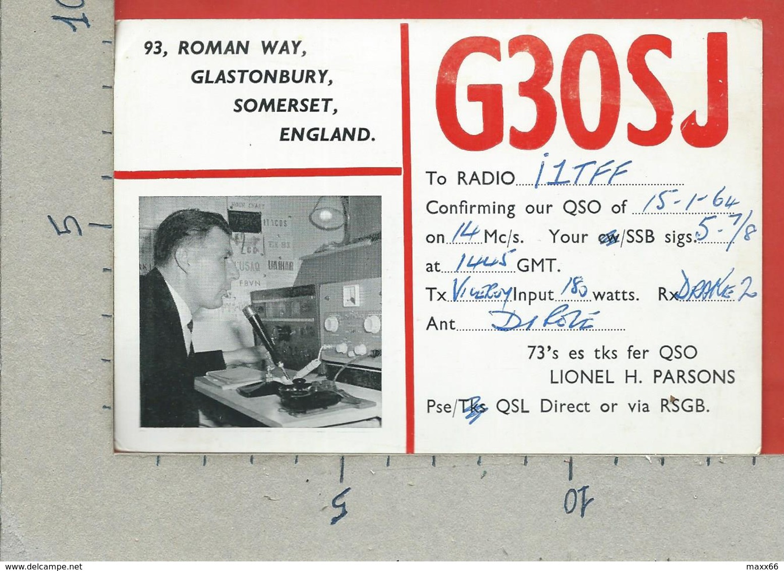 RADIO AMATEUR CARTOLINA QSL - 1964 REGNO UNITO UNITED KINGDON GLASTONBURY SOMERSET - G30SJ - Amateurfunk