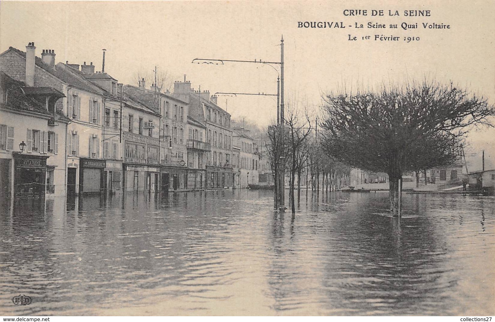 78-BOUGIVAL- CRUE DE LA SEINE  LE 1 ER FEVRIER 1910n QUAI VOLTAIRE - Bougival