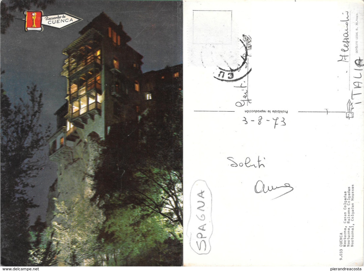 Cuenca. Casas Colgadas. Nocturno.  Viaggiata 1973 - Cuenca