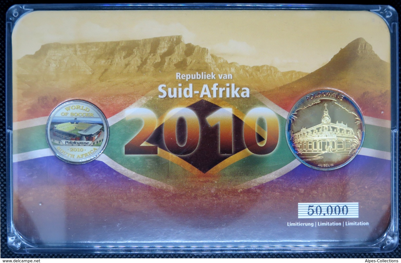 ZAFX04 - AFRIQUE DU SUD - Coupe Monde Foot 2010 5 Rand Domée Polokwane+ Médaille - Sudáfrica