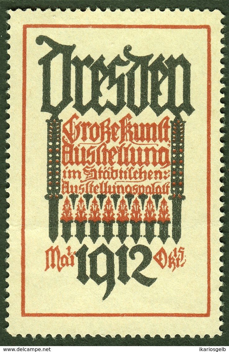 Dresden Sachsen 1912 " Grosse Kunstausstellung Städtischer Ausstellungspalast " Vignette Cinderella Reklamemarke - Vignetten (Erinnophilie)