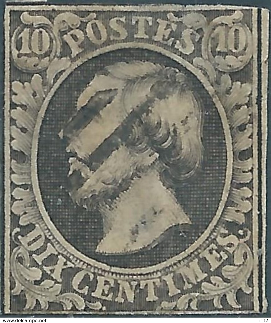 Lussemburgo-Luxembourg,1852 Wilhelm III-10C Black Imperforated , Used - 1852 Guillaume III