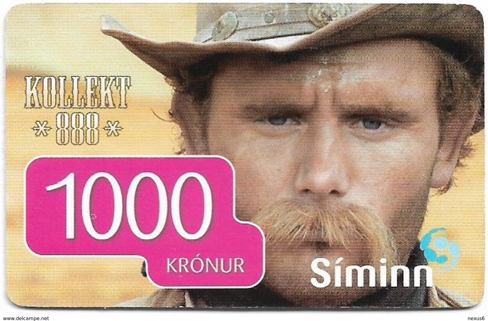 Iceland - Siminn - Kollekt 888, Man With Hat, Exp. 01.07.2007, GSM Refill 1000Kr, Used - Iceland