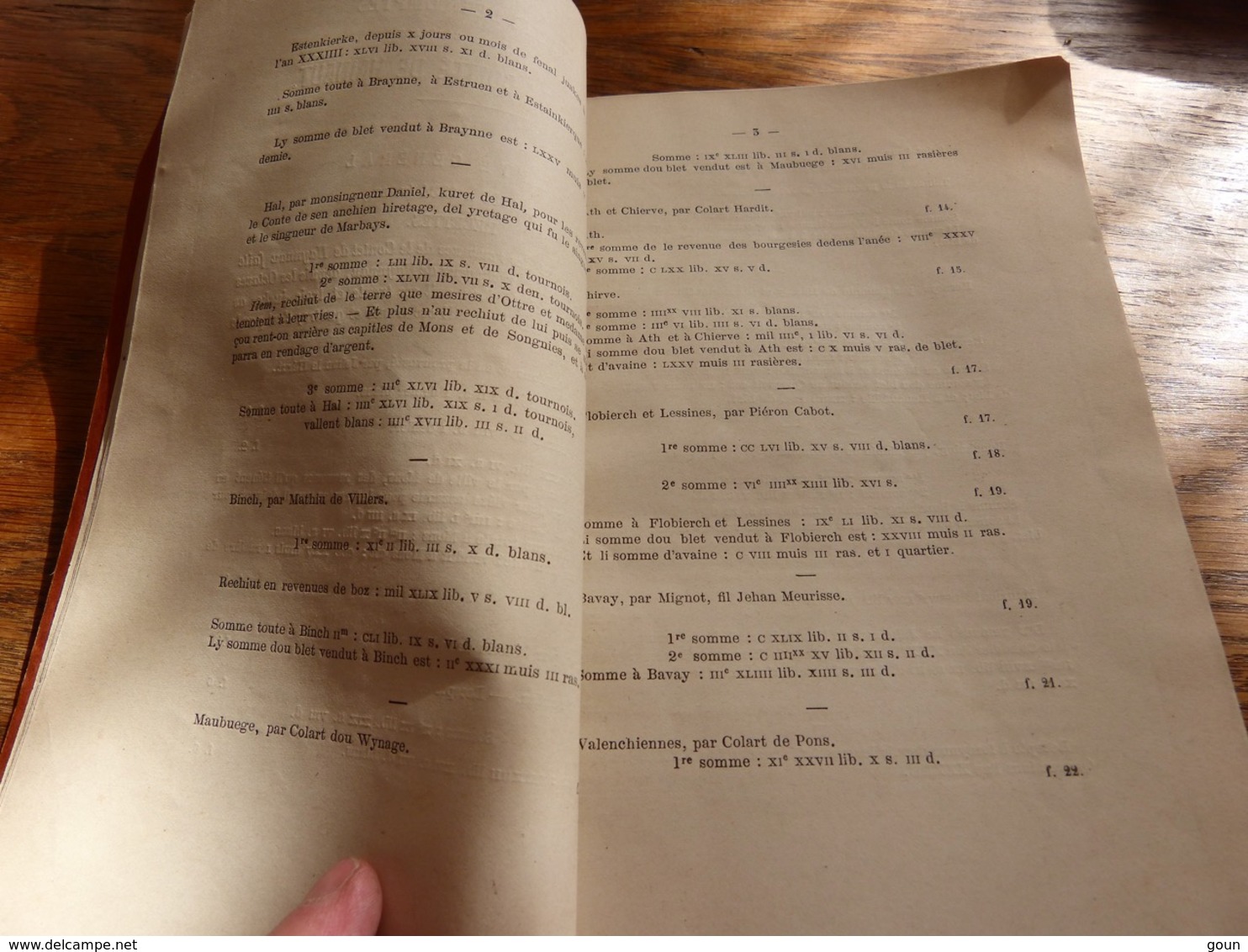 1871 - Extrait  Comptes Recette Générale  L'Ancien Comté Hainaut De 1334 à 1460 Ath , Binche Mons Etc Etc 274 Pages - Belgique