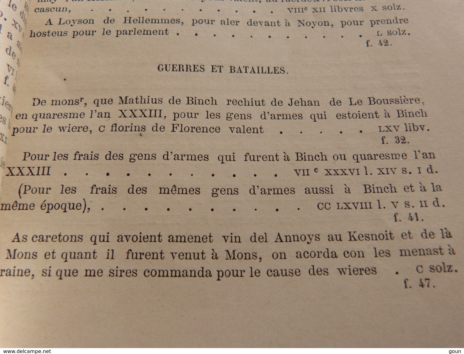 1871 - Extrait  comptes recette générale  l'Ancien Comté Hainaut de 1334 à 1460 Ath , Binche Mons etc etc 274 pages