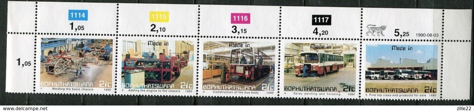 Bophuthatswana Mi# 243-7 Zylinderstreifen Postfrisch/MNH Controls - Bus Industry - Bofutatsuana