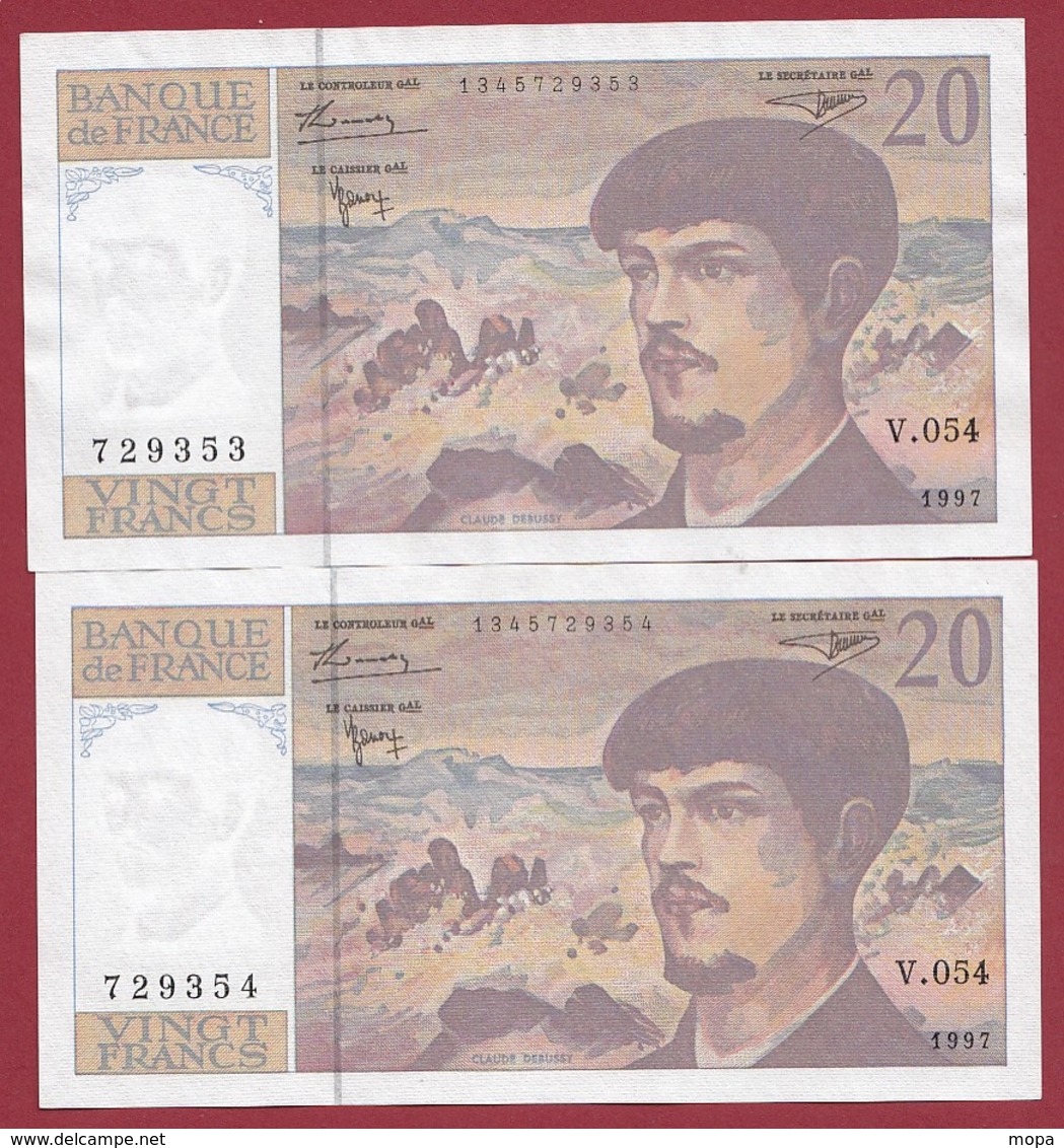 20 Francs "Debussy" --1997---SUP--ALPH .V.054---SUITE DE 2 BILLETS - 20 F 1980-1997 ''Debussy''