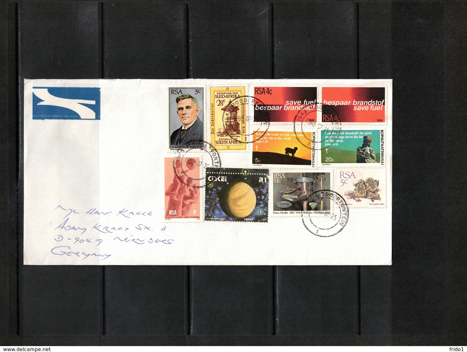 South Africa 1998 Interesting Airmail Letter With Mixed Postage RSA + Ciskei + Bophuthatswana - Lettres & Documents