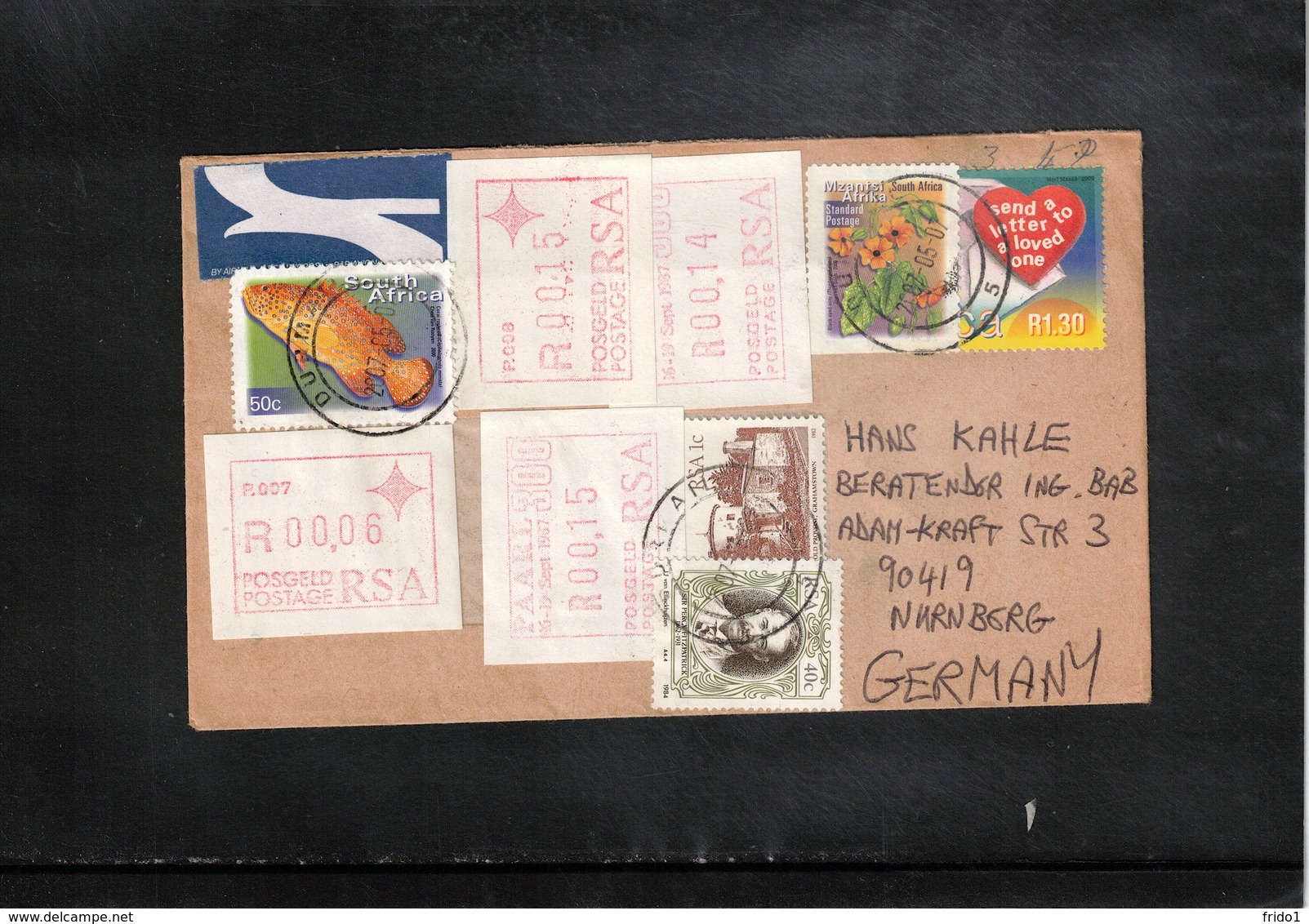 South Africa 2007 Interesting Airmail Letter With ATM Stamps - Lettres & Documents