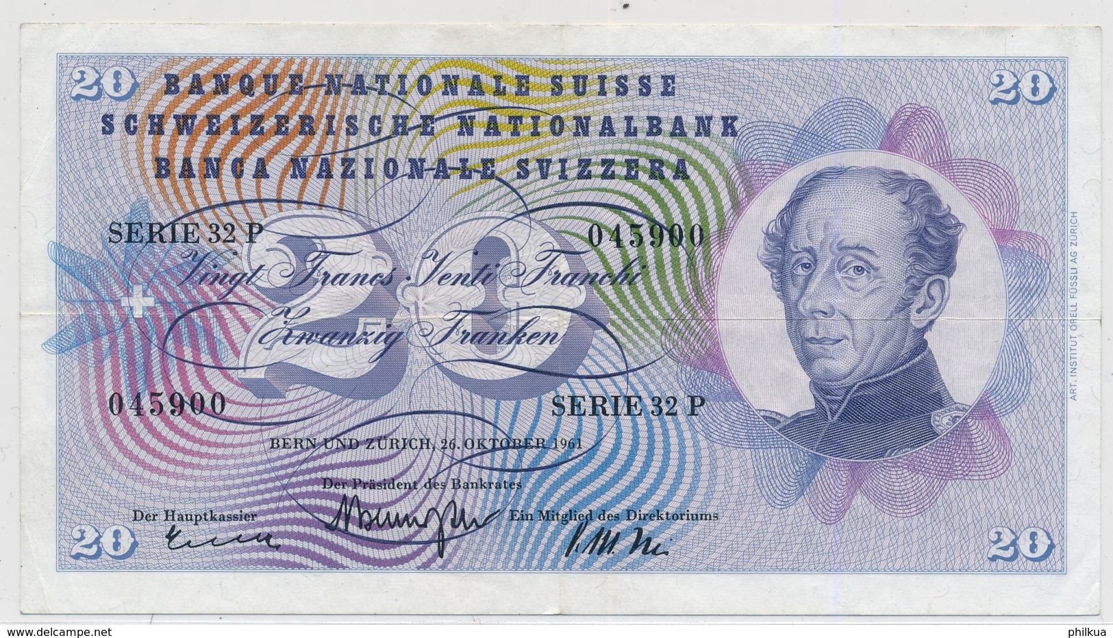 1961 - 20 Franken Note - Schweiz, Suisse, Svizzera - Wenig Gebraucht - Switzerland