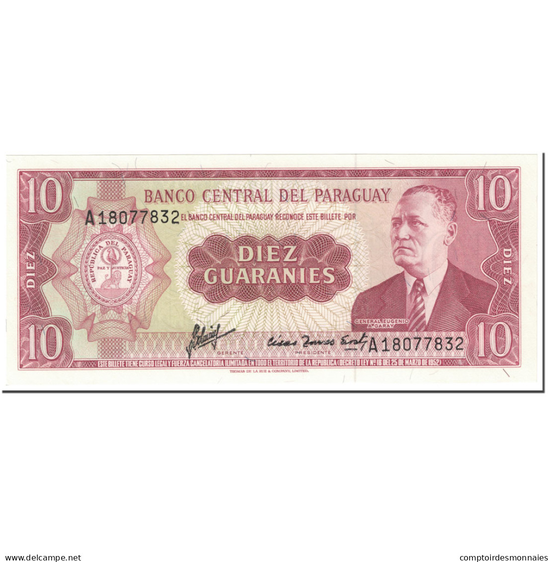 Billet, Paraguay, 10 Guaranies, 1963, Undated (1963), KM:196b, NEUF - Paraguay