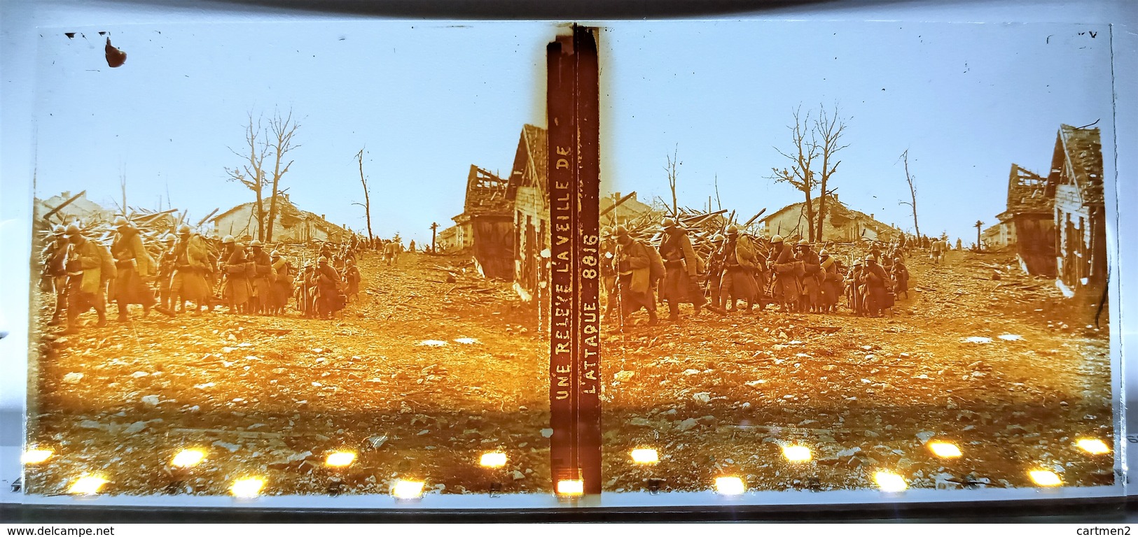 RELEVE ATTAQUE TRANCHEE POILUS SOLDATS MILITAIRE AISNE OU MEUSE VERDUN WW1 GUERRE PHOTOGRAPHIE PLAQUE DE VERRE STEREO - Plaques De Verre