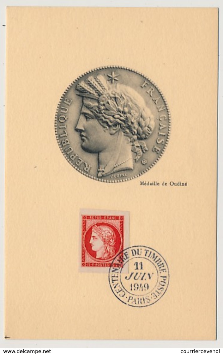 FRANCE - Carte Maximum - 15 F Cérès - Centenaire Du Timbre Poste - PARIS - 12 Juin 1949 - 1940-1949