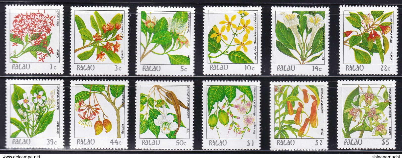 Palau - 1987 - Sc 126-130 132 135-136 138-141 (Without 88 Issued Stamps) - Indigenous Flowers - MNH - Palau