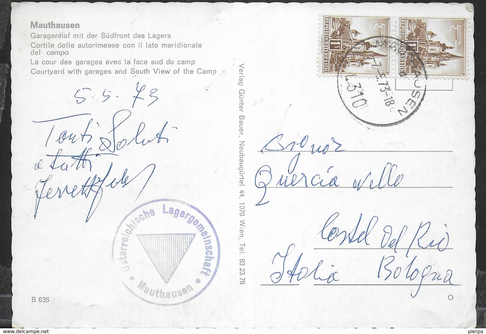 AUSTRIA - LAGER DI MAUTHAUSEN - TIMBRO DEL LAGER - VIAGGIATA 1973 PER L'ITALIA - Bagne & Bagnards