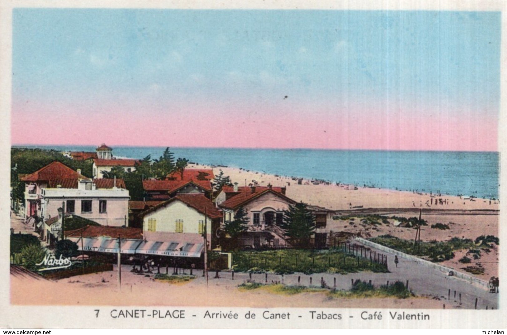 CPA   66   CANET-PLAGE---ARRIVEE DE CANET---TABACS---CAFE VALENTIN - Canet En Roussillon