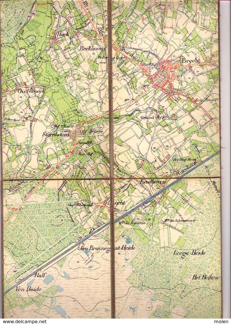 Situatie 1870 Oude LINNEN Militaire STAFKAART 8/5 BRECHT SINT-JOB-IN-‘T-GOOR STERENHOVEN OVERBROEK ANTIQUARIAAT S825 - Brecht