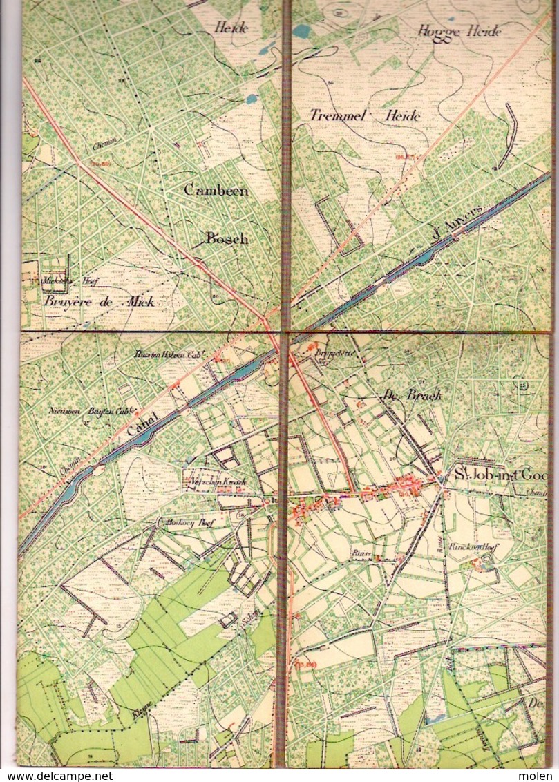 Situatie 1870 Oude LINNEN Militaire STAFKAART 8/5 BRECHT SINT-JOB-IN-‘T-GOOR STERENHOVEN OVERBROEK ANTIQUARIAAT S825 - Brecht