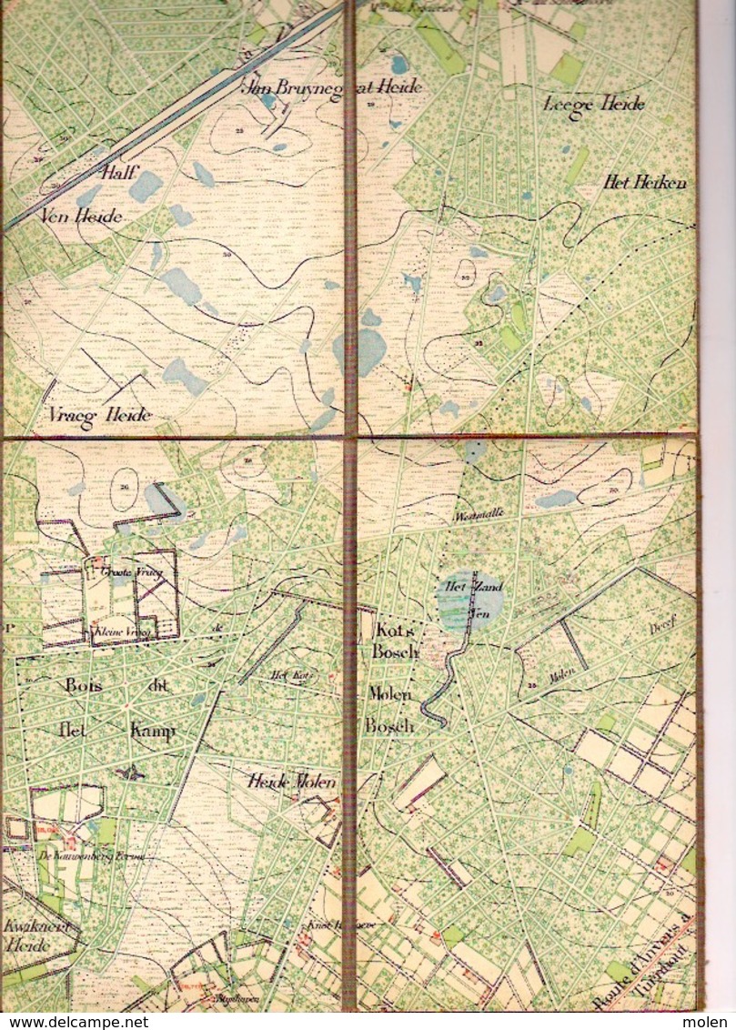 Situatie 1870 Oude LINNEN Militaire STAFKAART 8/5 BRECHT SINT-JOB-IN-‘T-GOOR STERENHOVEN OVERBROEK ANTIQUARIAAT S825 - Brecht