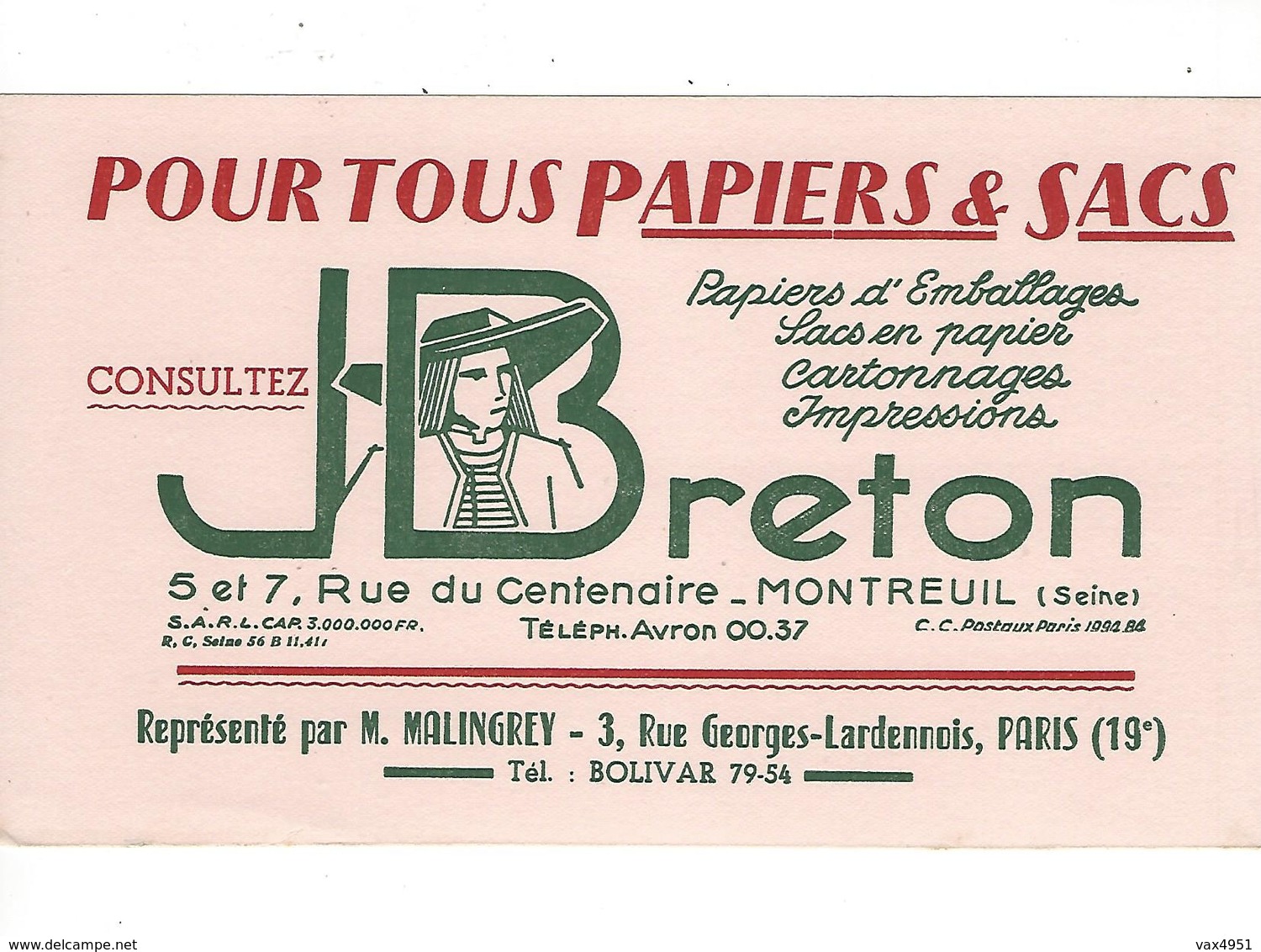 BUVARD  JJ BRETON   PAPIERS ET SACS   *****       A SAISIR   ****** - Papeterie