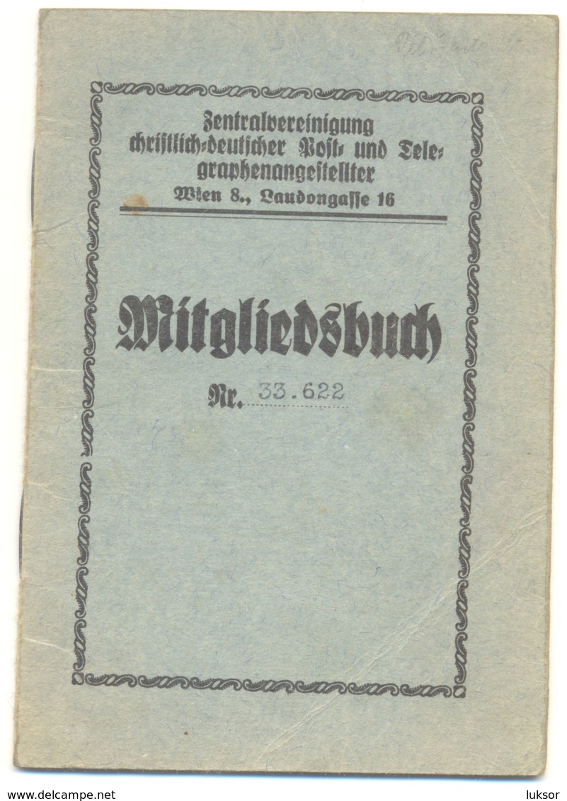 MITGLIEDSBUCH YEAR 1937 WIEN POST UND TELEGRAPHEN - Historische Documenten