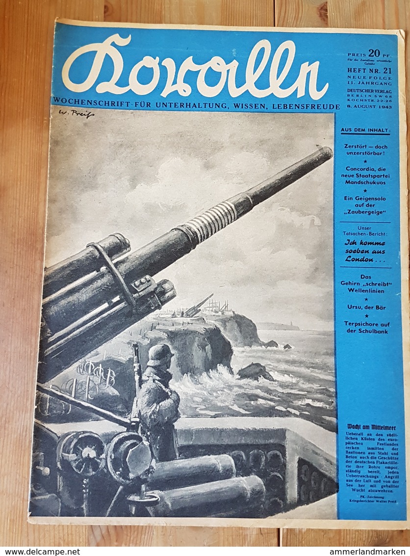 Koralle, Wochenschrift Für Unterhaltung + Wissen, Heft 21, 11. Jahrg. 8.8.1943, Wacht Am Mittelmeer - Tedesco