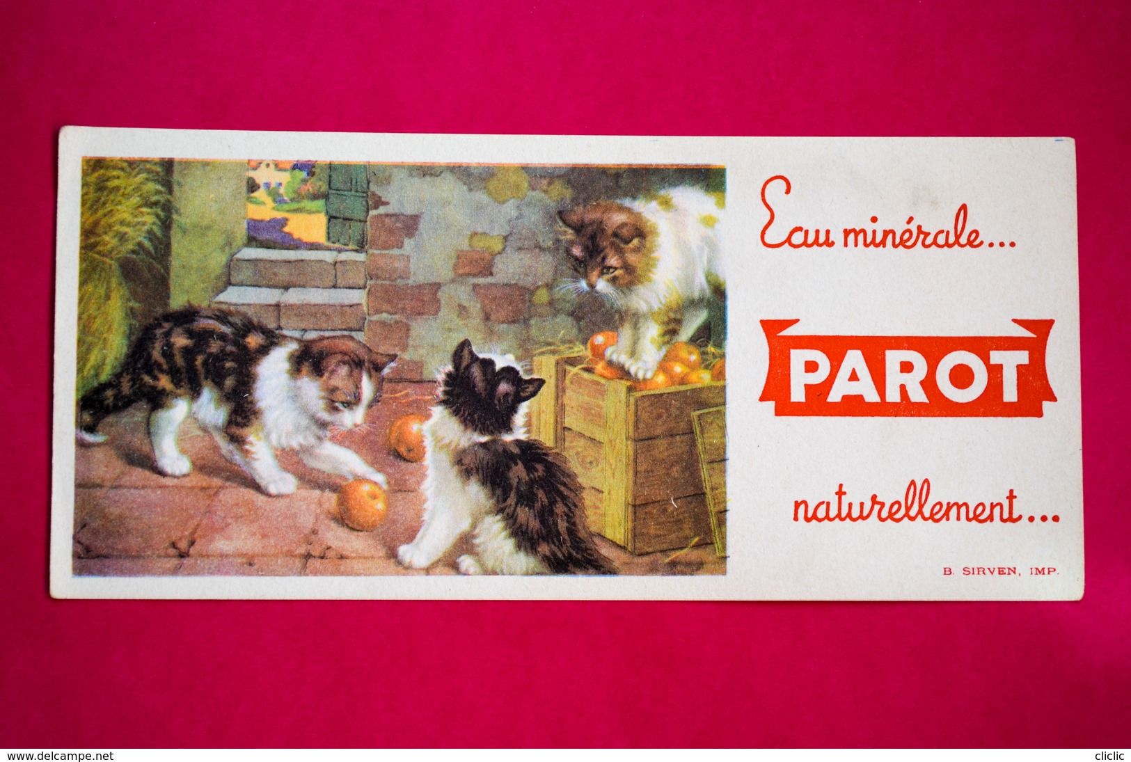 Buvard Eau Minérale PAROT, Chat - Autres & Non Classés