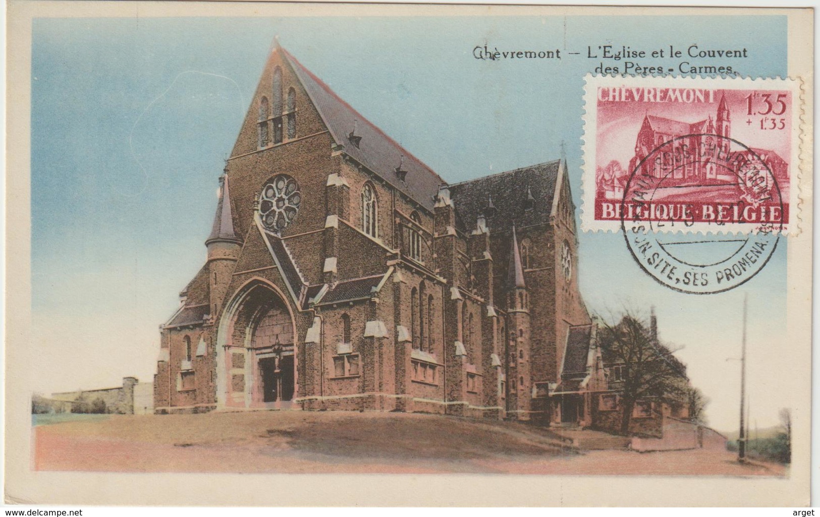 Carte Maximum BELGIQUE  N°Yvert 778 (Eglise De Chèvremont) Obl Sp Vaux Sous Chèvremont  24.5.48 (Ed Legia Type1) - 1934-1951