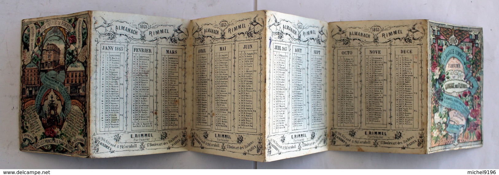 Almanach RIMMEL 1863 Sur 6 Pages Angleterre;Allemagn,Turquie,Russie,Espagne,France - Altri & Non Classificati