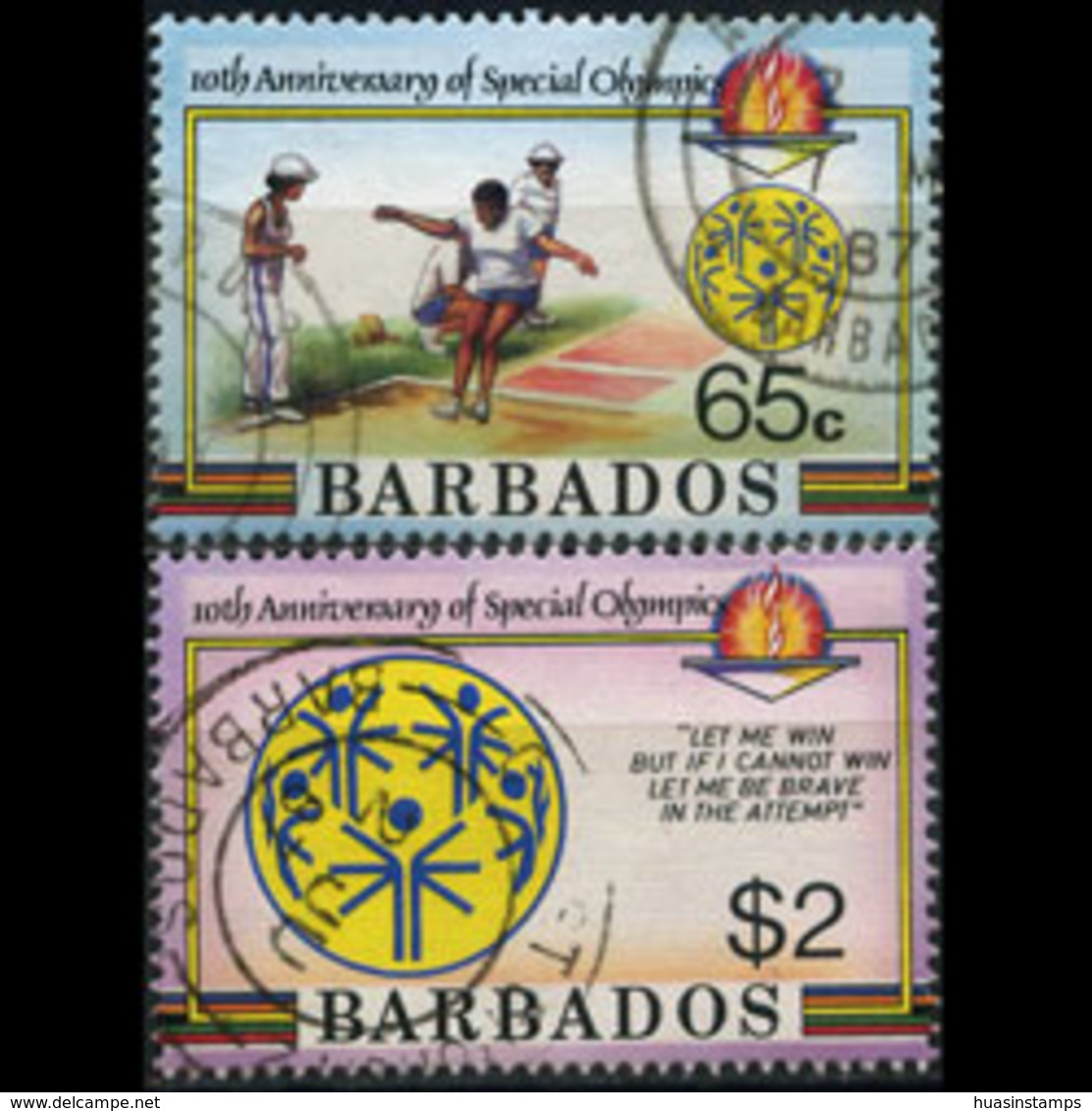 BARBADOS 1987 - Scott# 699-700 Special Games 65c-$2 Used - Barbados (1966-...)