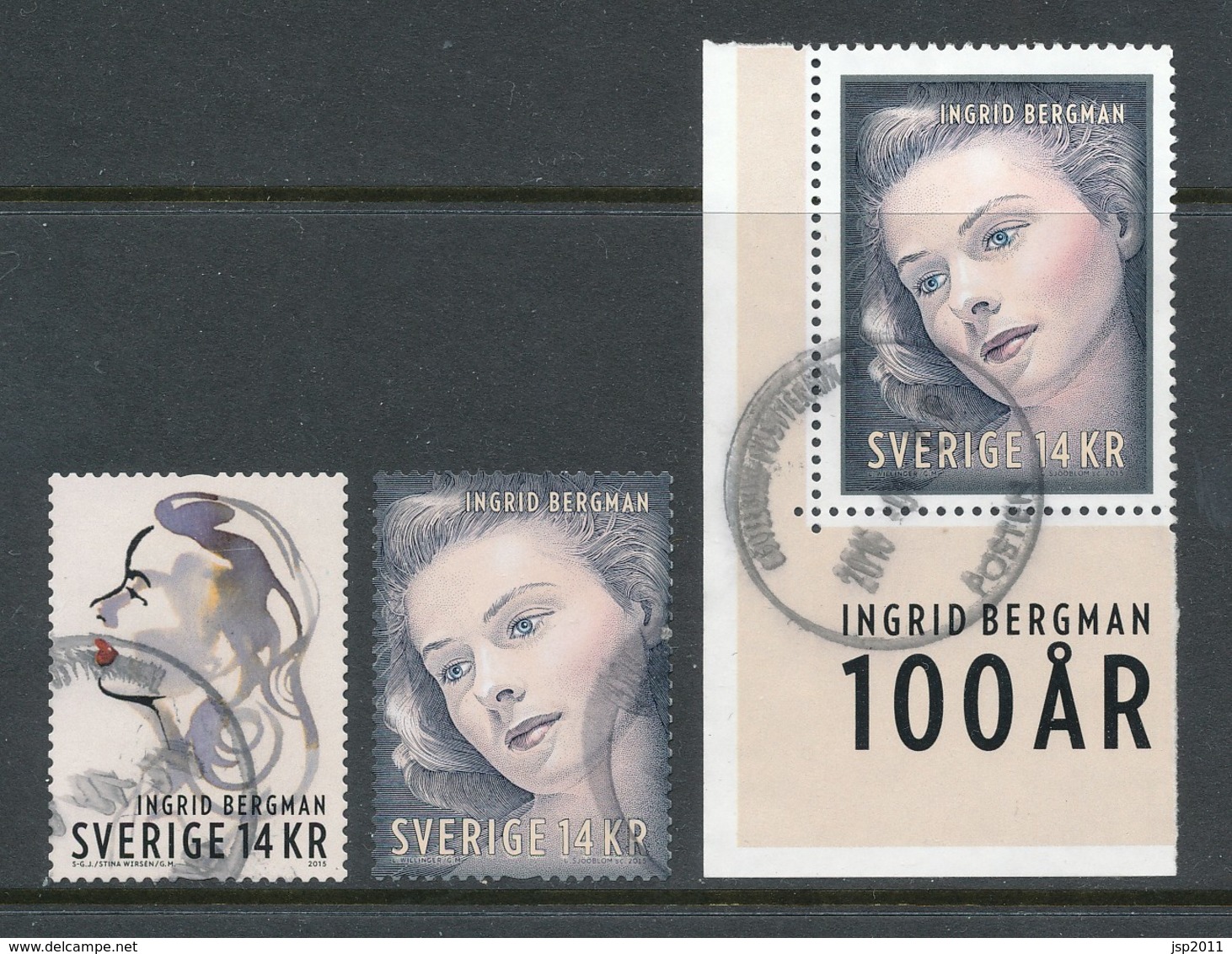 Sweden 2015 Facit # 3081-3082 A + B. Ingrid Bergman 100 Years Anniv. USED - Used Stamps