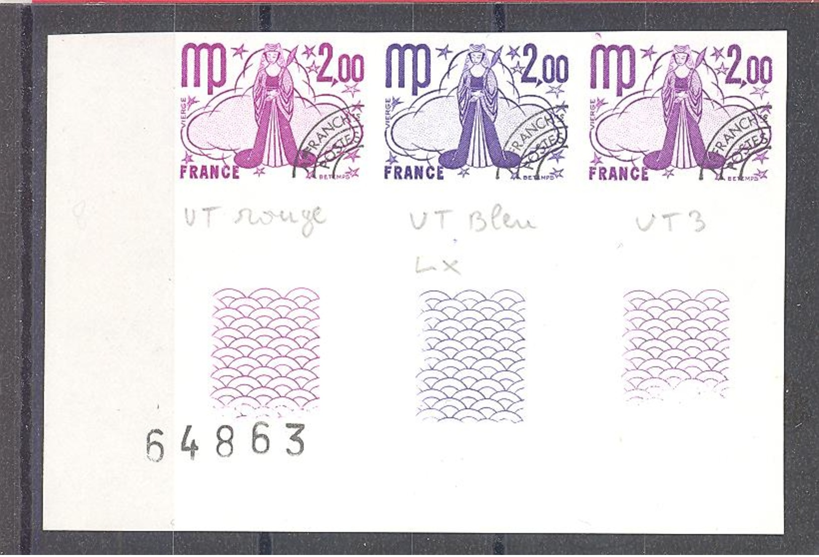 France / Frankreich  Michel # 2066 **  Geschnitten  3-er Streifen Eckrand - Neufs