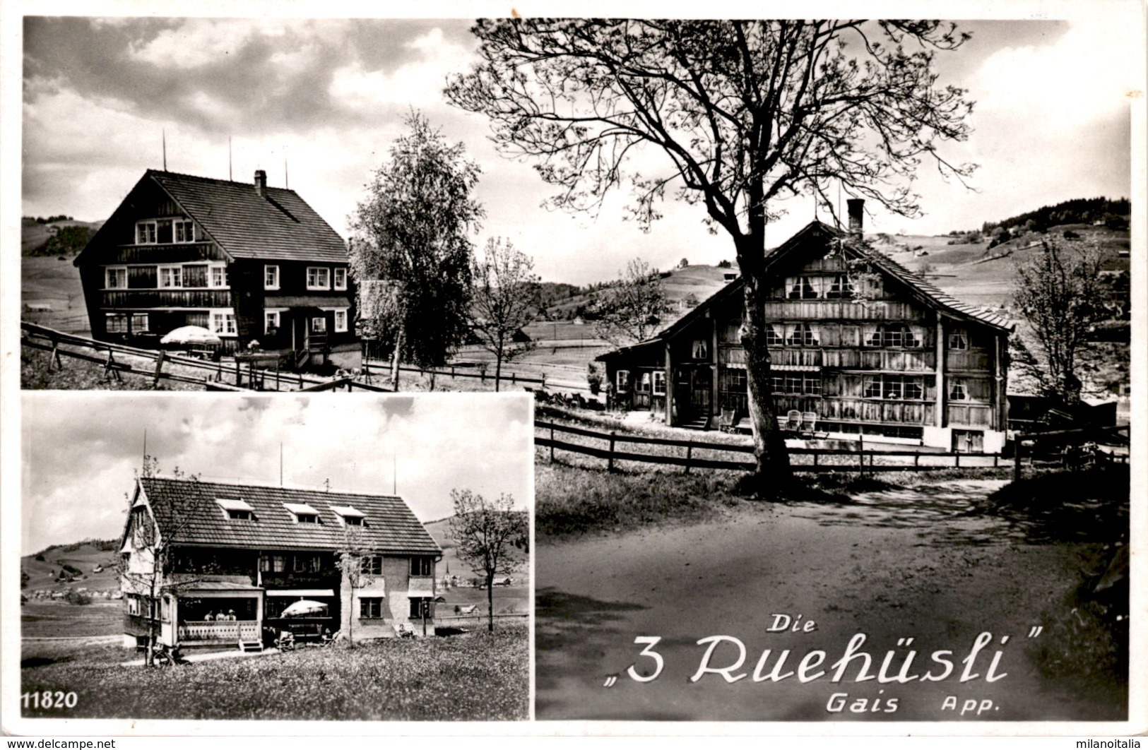 Gais (App.) - Die "3 Ruehüsli" - 2 Bilder (11820) * 10. 2. 1947 - Gais