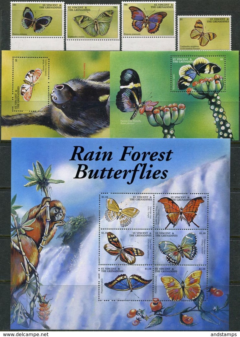 St. Vincent & Grenadines 2001. Michel #5239/54+Bl.#547/48 MNH/Luxe. Insects. Butterflies (Ts58) - St.-Vincent En De Grenadines