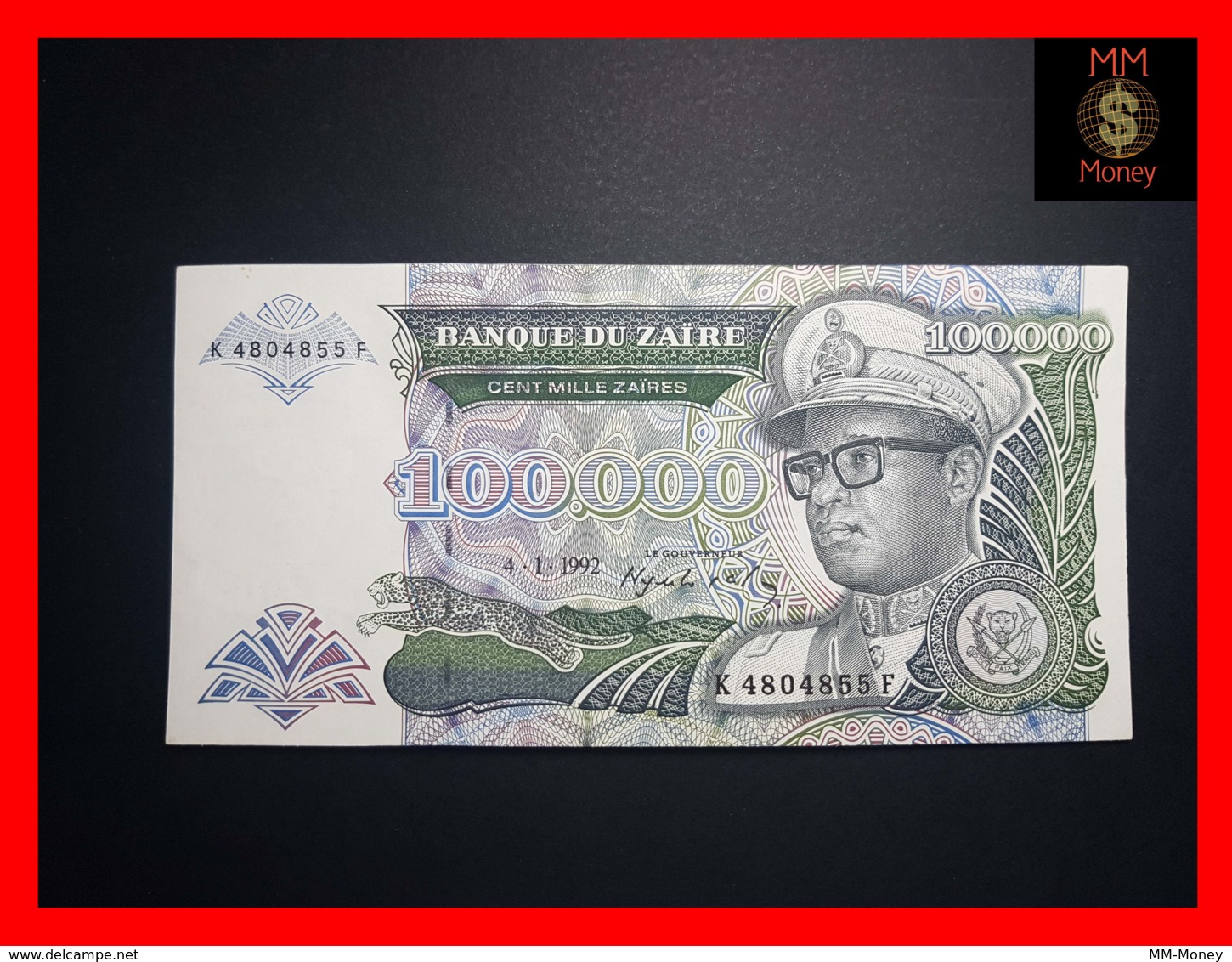 ZAIRE 100.000  100000 Zaires 4.1.1992  P. 41  UNC - Zaire