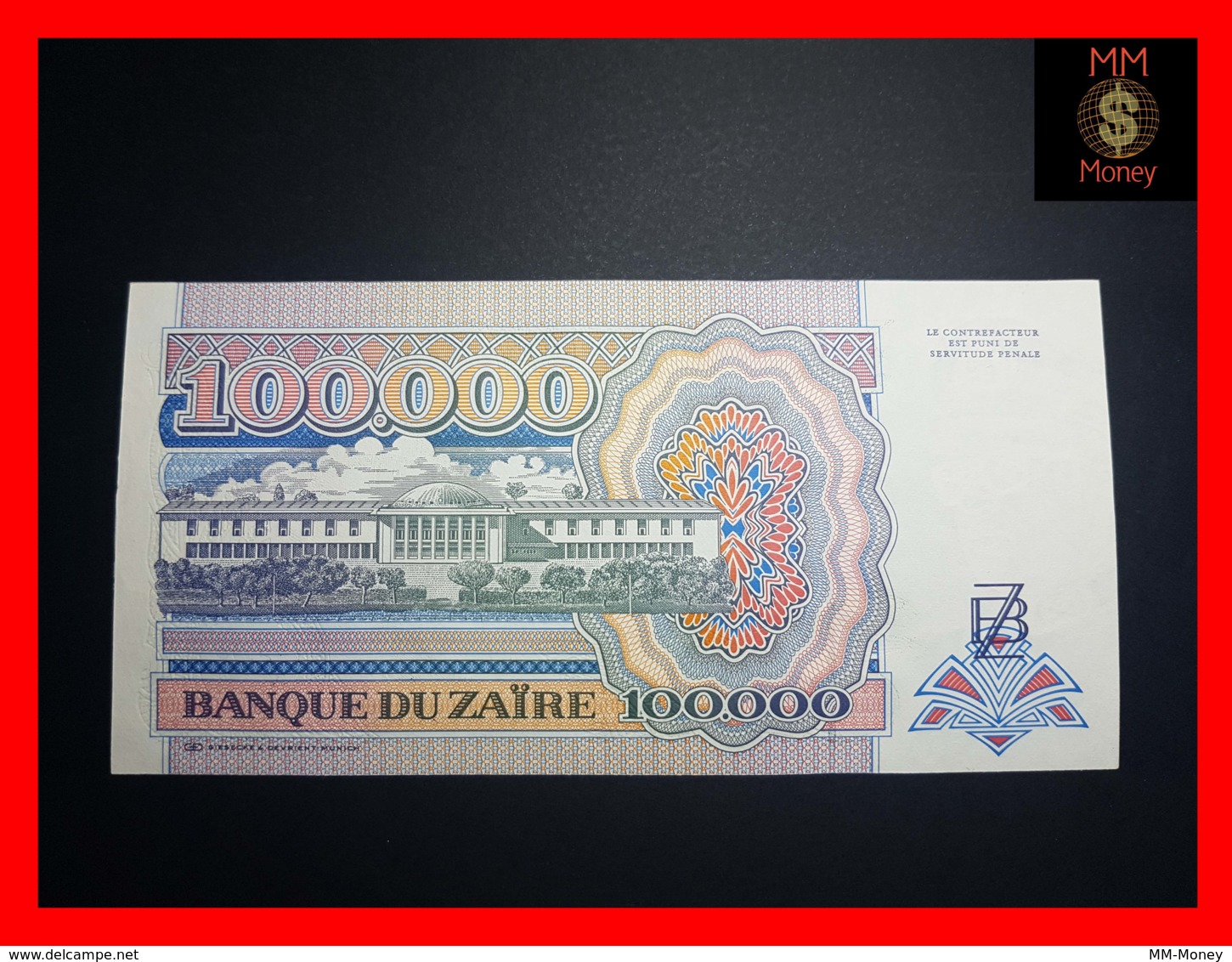 ZAIRE 100.000  100000 Zaires 4.1.1992  P. 41  UNC - Zaire