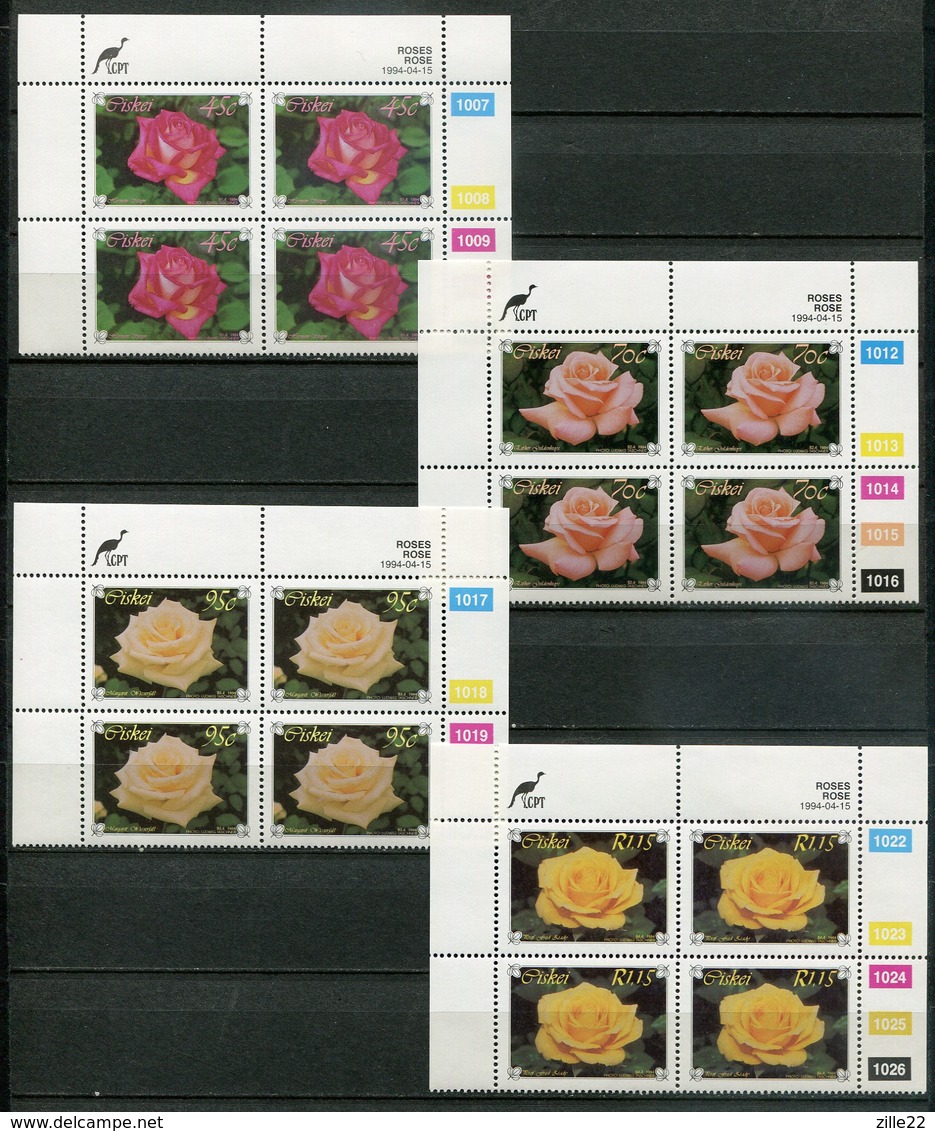 Ciskei Mi#  250-3 Zylinderblöcke Postfrisch/MNH Controls - Flora Roses - Ciskei