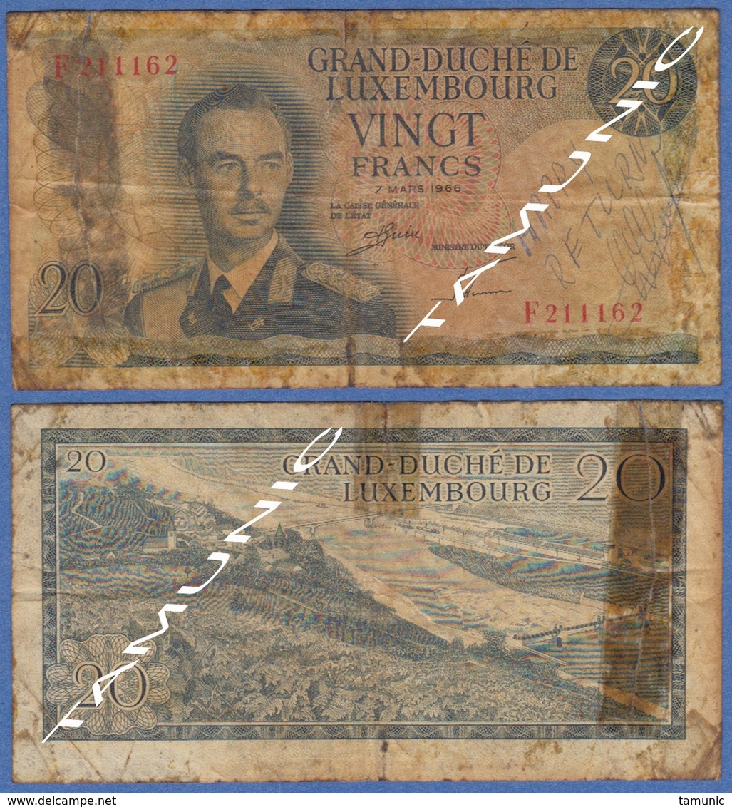 LUXEMBOURG 20 Francs 1966 GRAND DUKE JEAN And RIVER MOSELLE WITH DAM - Luxemburg